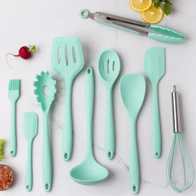 10 Piece Home Cuisine Usage Silicone Non-Stick Kitchen Cooking Utensil Set