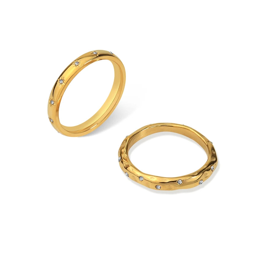 18k Gold Jewelry Diamond Starburst Ring Wholesale Price Wedding Rings Stainless Steel Minimalist Cz Stone Star Ring
