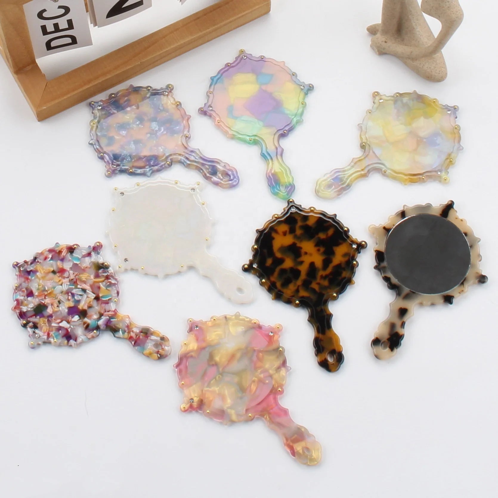 PDANY Wholesale Vintage Eco Friendly Cellulose Acetate Compact Mirror Fashion Durable Design Superior Travel Mirror for Women