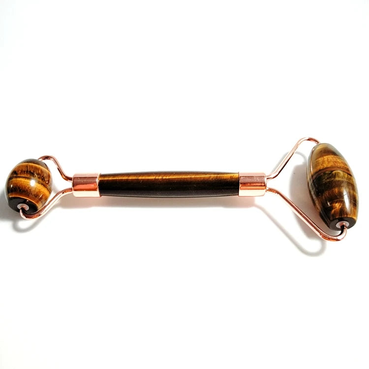 DIY 100% natural stone yellow tiger eye crystal jade facial roller