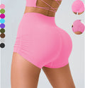 Women Custom LOGO Quick Dry High Waisted Ribbed Side Pleated Fitness Workout Slim Scrunch Gym Seamless Shorts