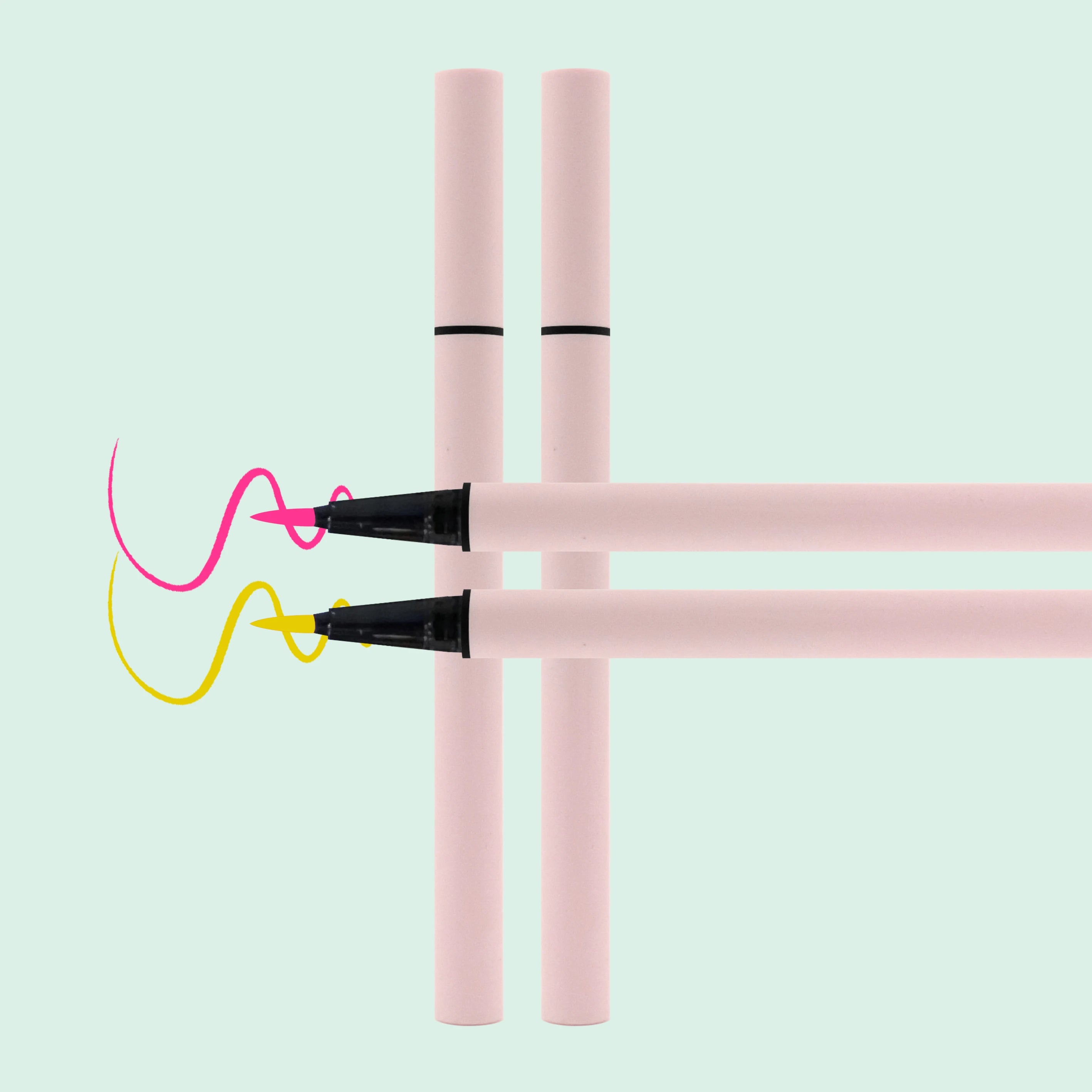 No Logo Pink Striped Eyeliner Vegan Eyeliner Pencils Private Label Black Packaging Waterproof Fluently Eyeliner Glue Pen