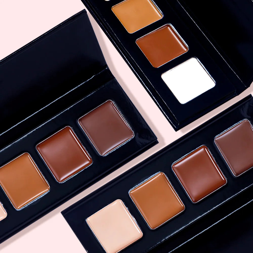 Vegan Private Label 4 Colors Cream Concealer Palette Custom Logo Eye Face Body Concealer Makeup Full Coverage Contour Palette