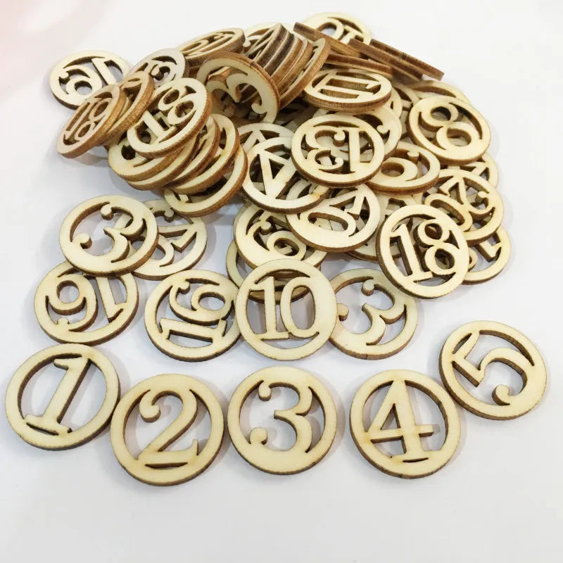 Wood Number Shape Pieces Embellishment MIni Unfinished Wood Cutouts Ornament for DIY Crafting Ornament Home Decorations