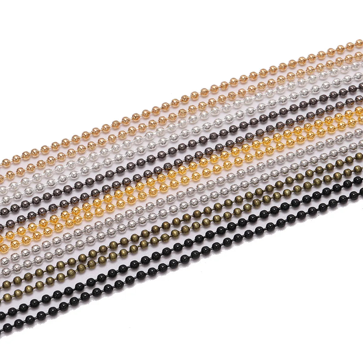 5M 10M Classic Portable Lightweight Stainless Steel Brass Iron Black Gold Silver Beaded Ball Chain Metal Bead Bag