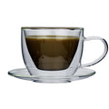 Factory Custom Double Wall Glass Mug With Glass Saucer Double Walled Espresso Glass Cups