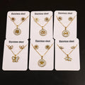 RisingMoon Luxury 3A Zirconia Necklace Earrings 18K Gold Plated Stainless Steel Necklace Jewelry Sets for Women