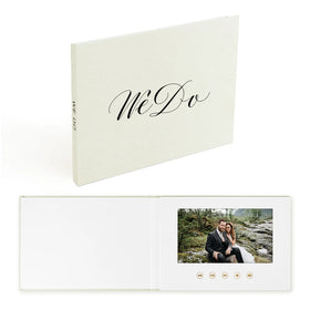 WE DO Black Foil Linen Bound Hardcover Video Book with 7 Inch Screen Wedding Video Brochure Album for Anniversary Storybook