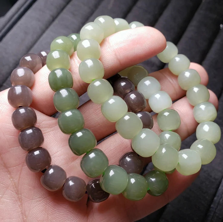 Wholesale Minimalist a Grade Purple Green Gradient Natural Jade Beaded Hetian Jade Bracelets for Women Men