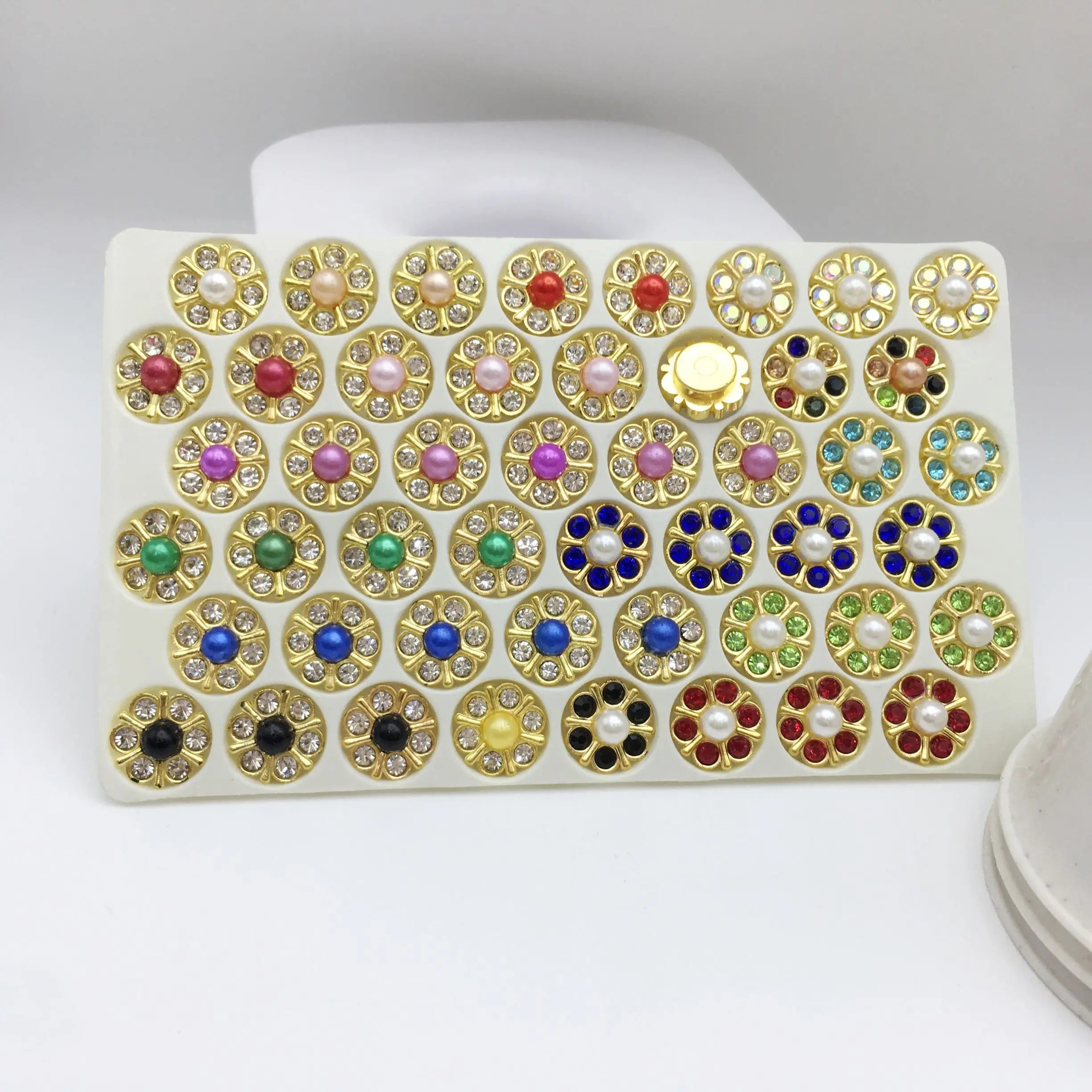 SINRONG Wholesale Cross Colorful Flower Diamond Pendant Rhinestones 17 Colors Handmade Jewelry Plum Diamond Buckle for DIY