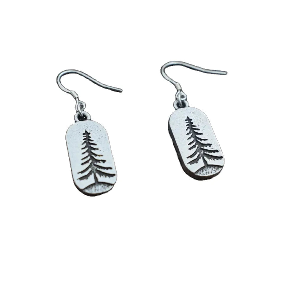 Custom Pine Tree Earring Forest Mountain Earrings With 925hook Camping Nature JewelryHiker GiftOutdoor Gift