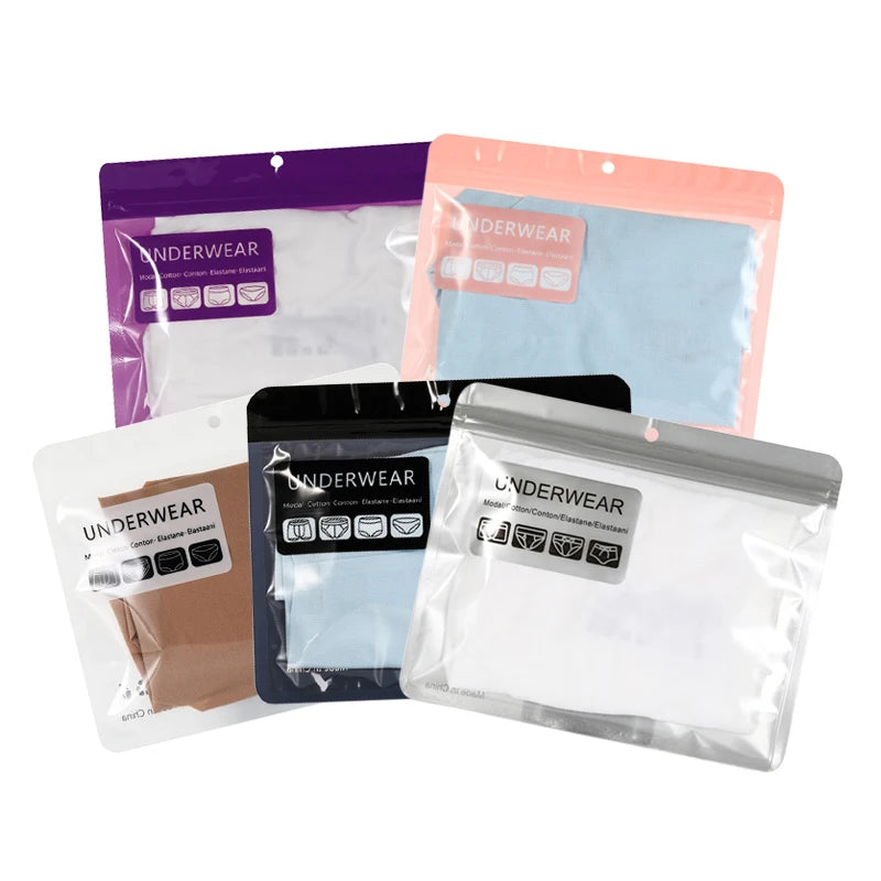 Hot-Sell Self-Sealing Moisture Proof Soft Touch Bag with Translucent Window Ziplock Pouch Underwear Packaging Low MOQ
