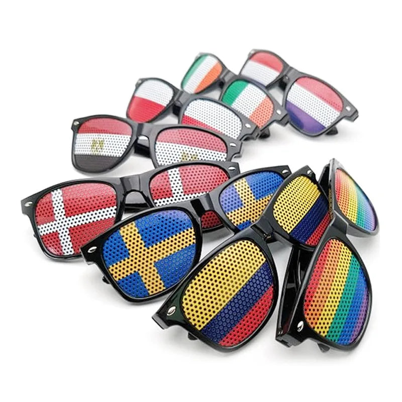 Wholesale Football Fans Cheering Sunglasses Plastic Party Decorative Glasses UV Protection Country Flag Celebration Eyeglasses