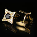 Geometric Black White Crystal Rhinestone Cufflinks Golden Fully Jewellded Business Party Shirts Cufflinks