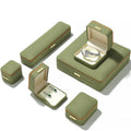 Velvet Green Ring Box with Shoulder Design for Custom Logo Branding and Boutique Identity Lid and Base Rigid Casket