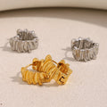 Meetyoo New Personalized Creative Folded Hoop Earrings PVD 18K Gold Plated Geometric Stylish Stainless Steel Trendy Jewelry
