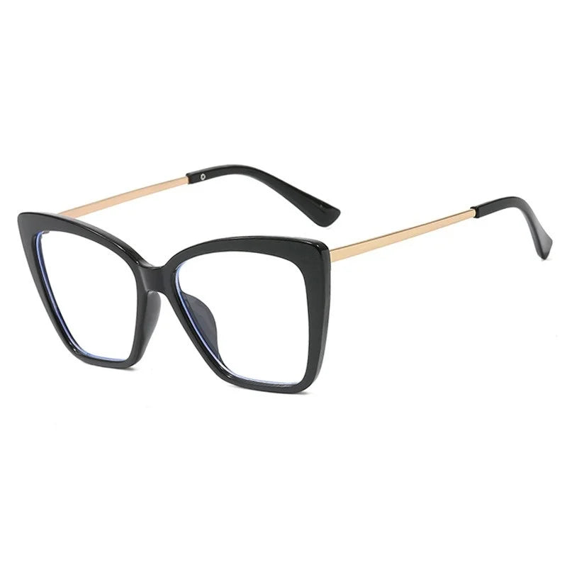 2025 New Trendy Cat Eye Optical Glasses Frame for Women Leopard Big Frame Oversized Eyeglasses