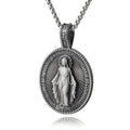 Euro-american Virgin Mary Zinc Alloy Religious Pendant Hip Hop Punk Goth Strand Snake Bone Chain Neutral Color Necklace