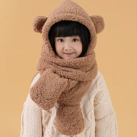 Lovely Headwear Girls Caps Outdoor Kids Cold-proof Children Winter Warm Hats Scarf Set