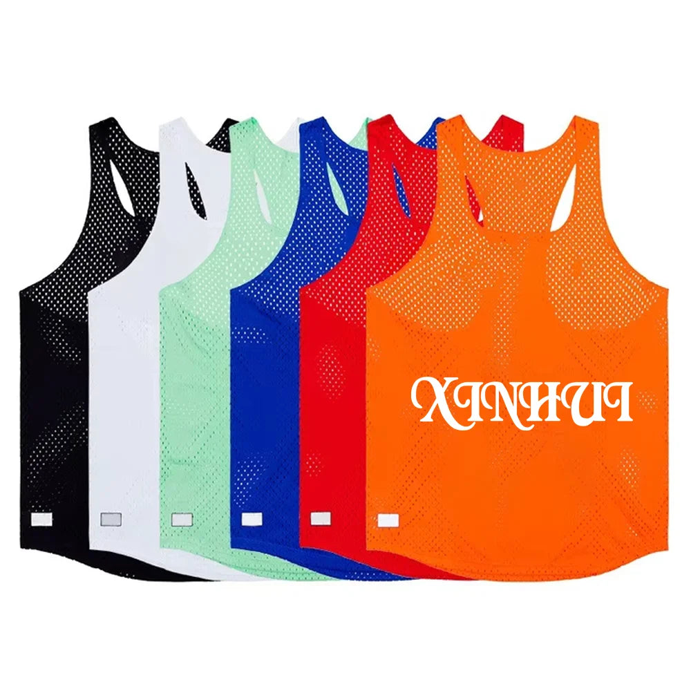 Customize Men Quick Dry Seamless Vest Gym Fitness Sports Tank Tops Sleeveless Breathable Marathon Running Singlet Tee