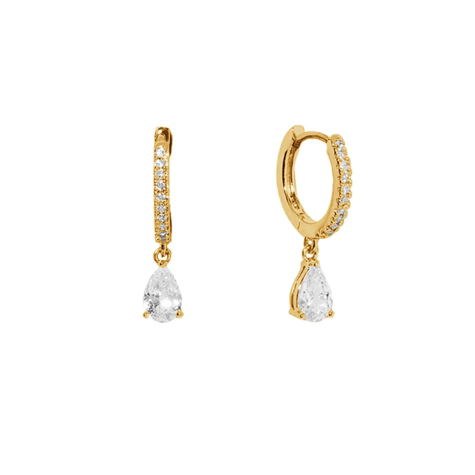 Wholesale Women Jewelry 925 Sterling Silver Diamond Stone Dangle Earrings 18k Gold Vermeil Hoop Earrings with Zircon