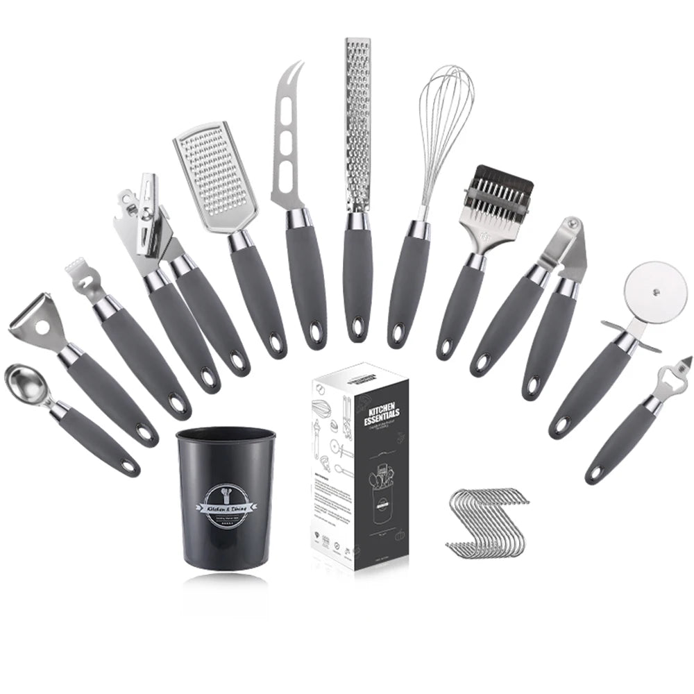 Manjia Multi-purpose Safety and Environmental Protection Rubber Handle Stainless Steel Kitchen Cutlery Set BFJM199 Kitchenware