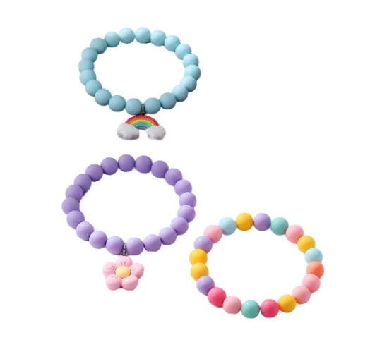 2025 New Arrival Cute Women's Ins Style Cartoon Jewelry Love Rainbow Layered Bracelet Set With Beads
