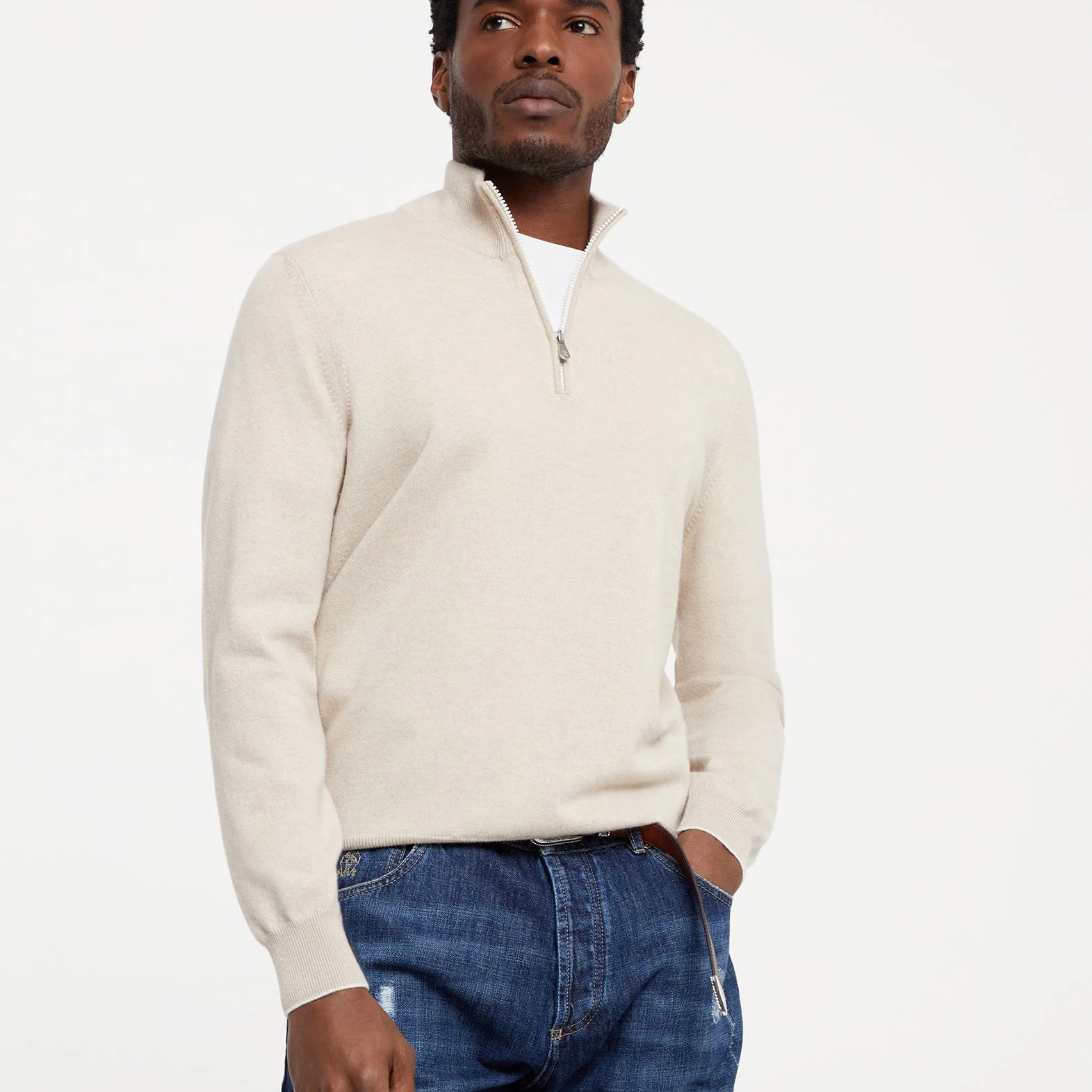 Custom Logo Knitted Pullover Top Long Sleeve Wool Mohair Cashmere Turtleneck Sweater with Zipper Winter Zipper Jumper