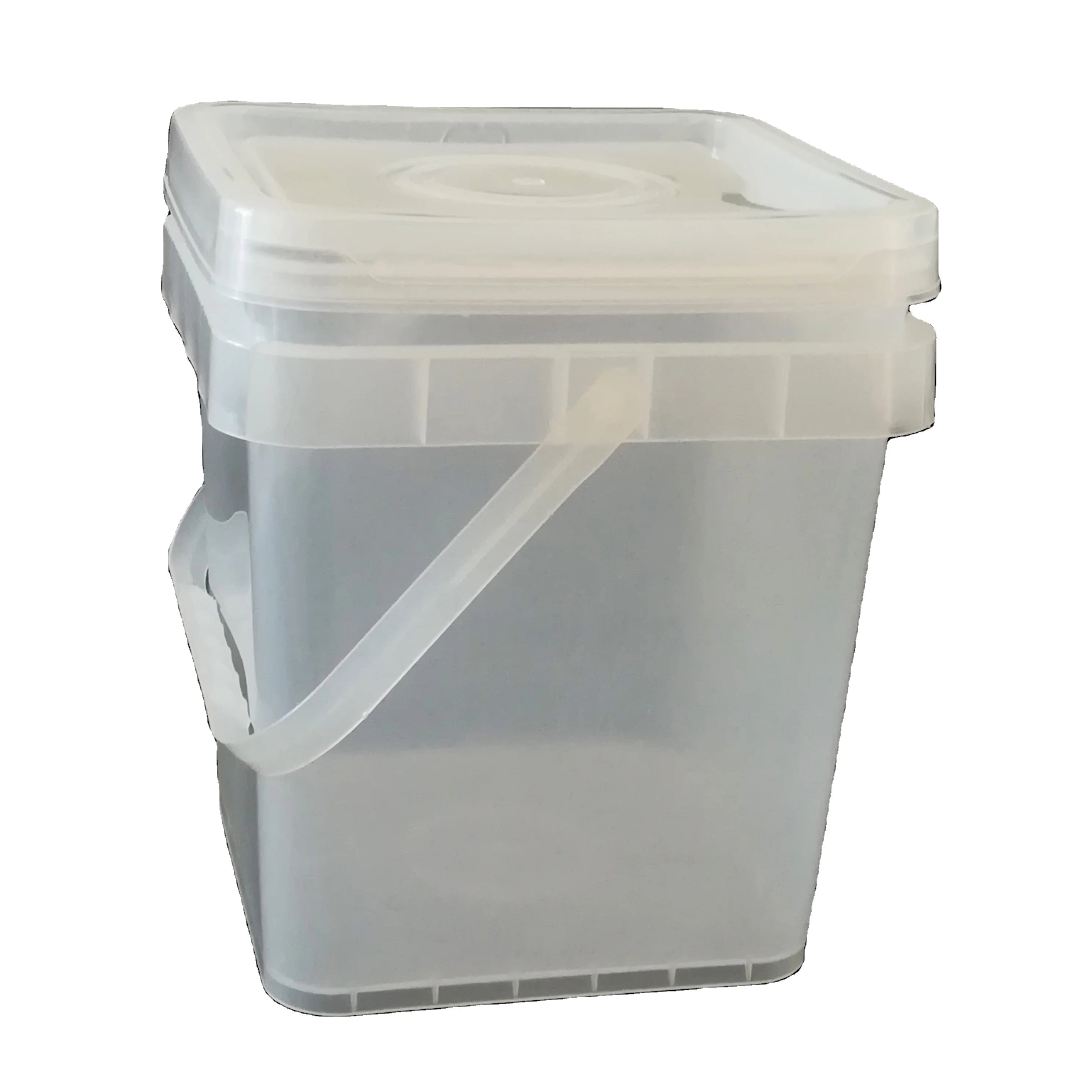 100% New Food Grade Clear Pail Square Transparent Plastic Bucket 4L Capacity Eco-Friendly for Cookies Candy with Lid Handle