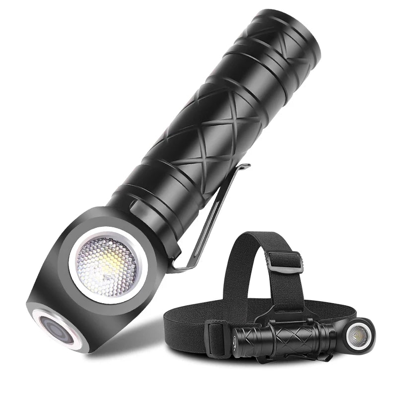Magnetic Rechargeable Aluminum Alloy Headlamp 3 Modes With Clip Fixed Focus 800lumen Rechargeable Tactical Camping Flashlight