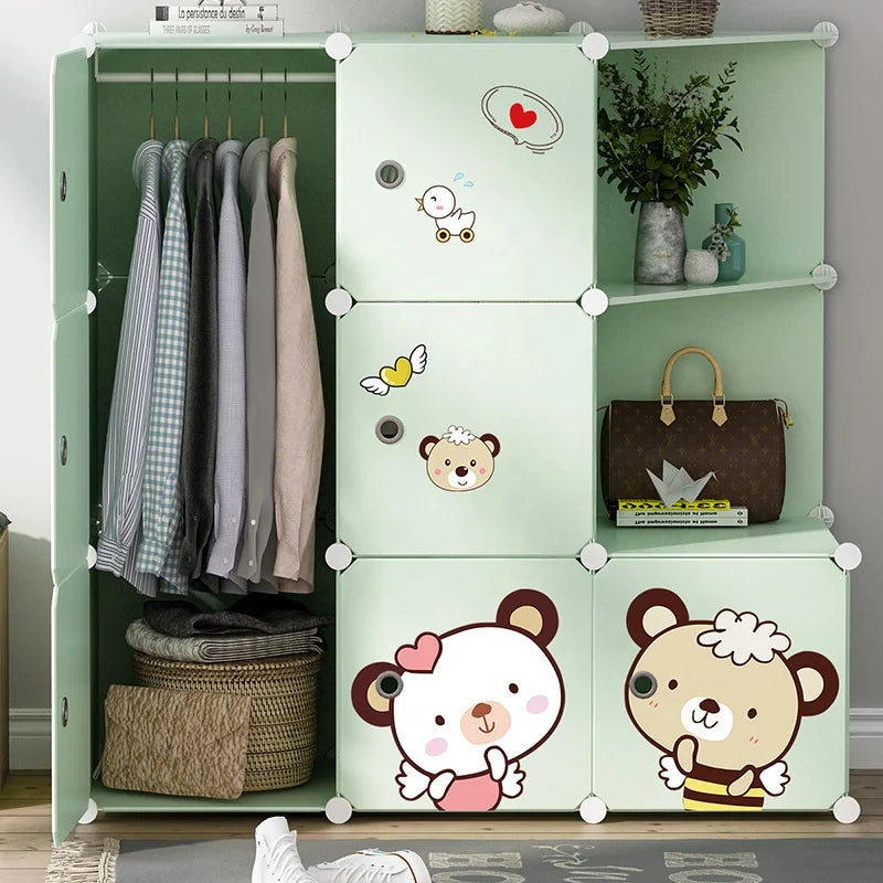 Modern Plastic Foldable Extendable Convertible Wardrobe for Kids Home Bedroom Furniture