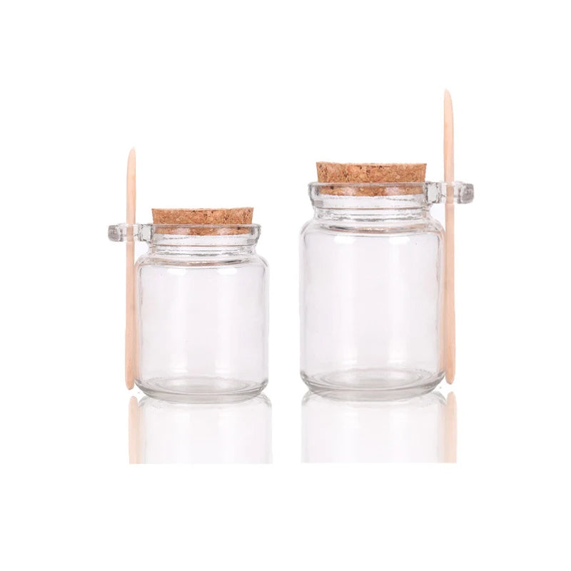 Round 250ml 350ml 100ml 8oz Glass Jars with Wooden Spoon and Cork Stopper Lid for Pudding Yogurt Salt Spice Bath Salt 100g