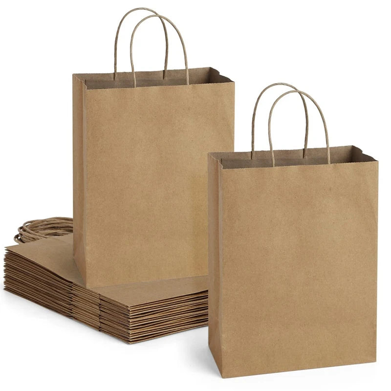 KM Large Stock Kraft Paper Bag Cheap Price 15*8*21cm Brown Paper Bag with Handles for Pizza Milk Sushi Jelly Salad