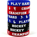 Factory Price Custom Logo Silicone Wristband Rubber Bracelet for School Sport Meetings Hockey Team Events Champion Gift Stocks