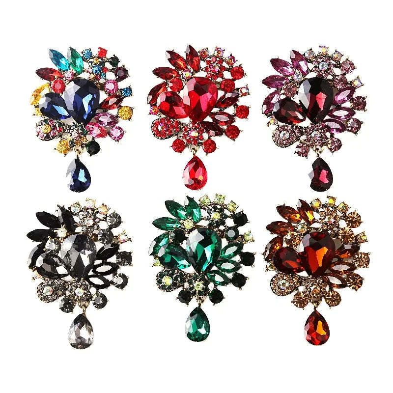 Customize Multi Color Crystal Dangle Brooch Pin Custom Brooch