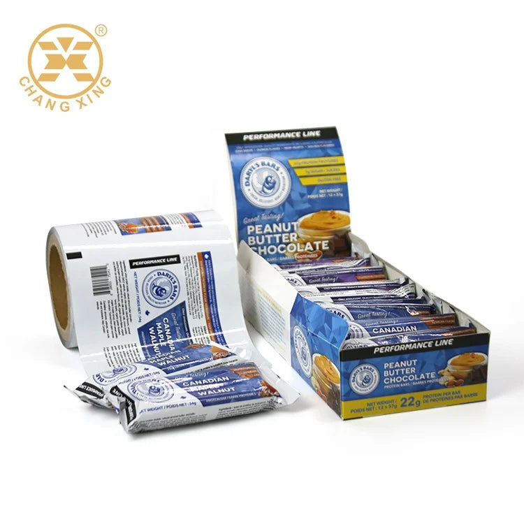 USA Market Like Custom Protein Bar Packaging Film Roll Chocolate Bar Packaging Printed Paper Paper Box