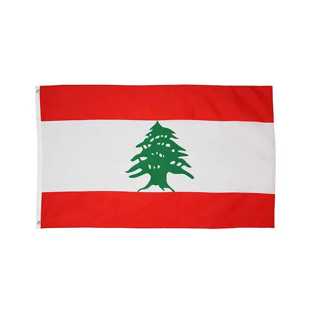 Ready Stock 100% Polyester Flying Style Double Sided 3x5 Ft Pantone Color Soft the Republic of Lebanon Flag