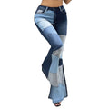 Fashion High Waist Wide Leg Denim Jeans Women Jeans Flare Patchwork Jeans for Women