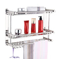 Stainless Steel Storage Shelf Household Toilets Vanity Tables Towel Holder Punch Free Double Layer Wall Mount Rack for Bathroom
