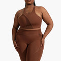 Custom Women's Plus Size Activewear 1XL-6XL Buttery Soft Workout Gym Fitness Premium Brown Yoga Set Breathable Solid Pattern