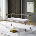 Contemporary Velvet Acrylic Foot Bench Assembled Upholstered Stool & Ottoman for Bedroom Living Room Hotel Apartment