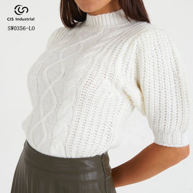 Women's Casual Short Sleeve Sweater Korean White Twist Designs Custom Logo Hollow Knitted Pullover Custom Logo Knitwear Sweater