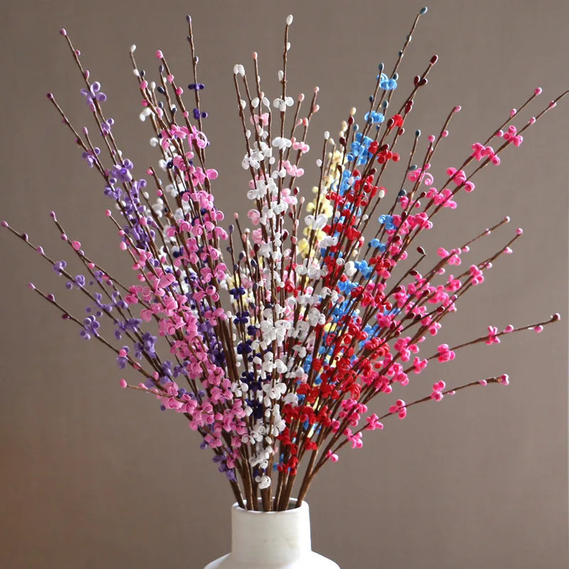 E-L202 PE 75CM Long Artificial Flower Winter Jasmine Berry Plant Branches for Wedding Home Office Party Hotel Table Vase