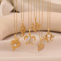 POP Jewelry Stainless Steel Plated Pattern Round Zodiac Pendant Necklace for Women Fashion Symbol Charm Chain Jewelry