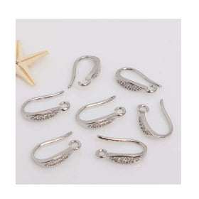 14K Gold Plated Jewelry Findings Stylishly Encrusted Zircon Ear Hook Assembly Handmade Simple Earrings Material Accessories