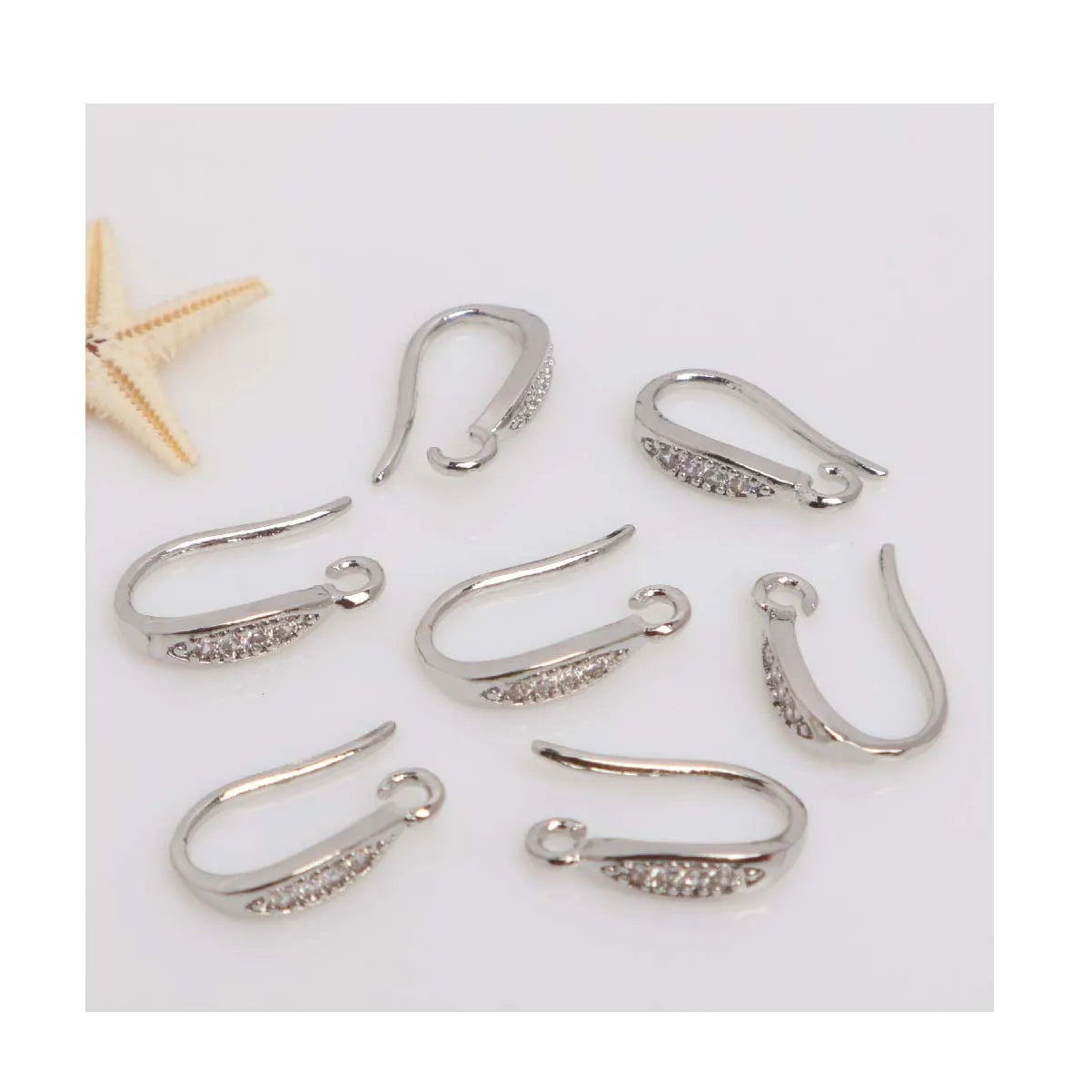 14K Gold Plated Jewelry Findings Stylishly Encrusted Zircon Ear Hook Assembly Handmade Simple Earrings Material Accessories