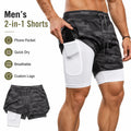 Custom Logo Mens 2 in 1 Gym Shorts with Phone Pocket Quick Dry Workout Running Shorts