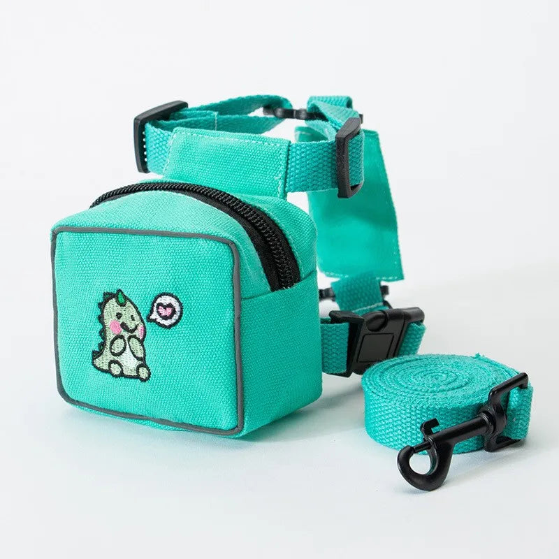 Dog Backpack with Harness Leash Vest-style Chest Back Strap for Small to Medium-sized Dogs Dog and Cat Leash Pet Supplies