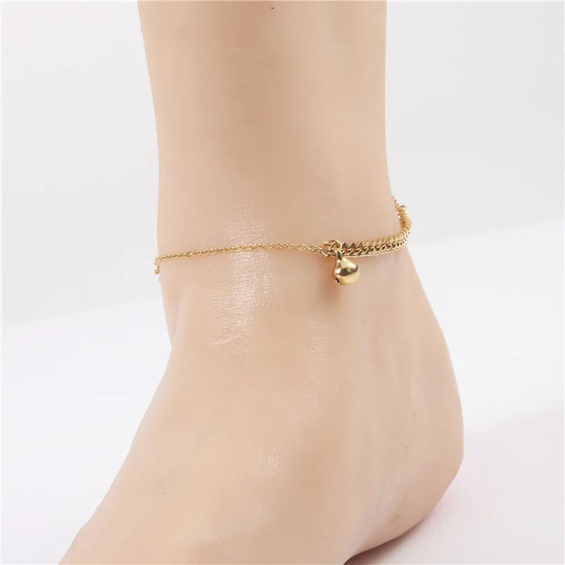 High End Chain Mixed Little Ball Pendant Anklet Stainless Steel Jewelry