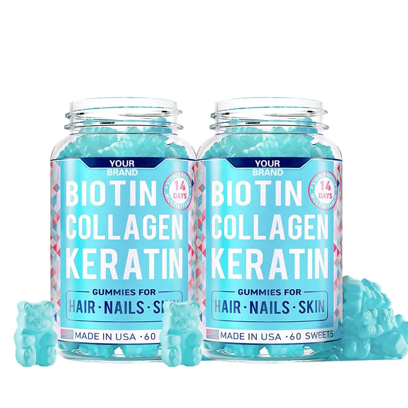 Private Label OEM/ODM Vitamin Supplements Bear Vegan Biotin Collagen starburst Gummies Candy Hair Skin Nails